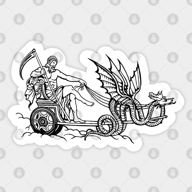 A god with dragon chariot Sticker by penandinkdesign@hotmail.com